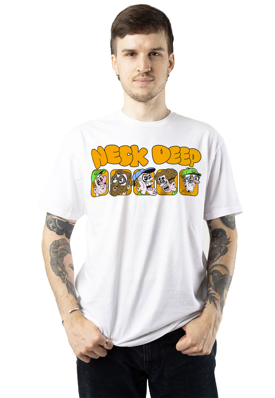Neck Deep - Cartoon Band Member White - T-Shirt