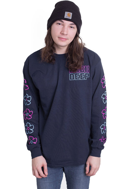 Neck Deep - Flower Icons Navy - Longsleeve | Men-Image